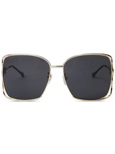 gold-tone hardware square frame horsebit detail curved arms These glasses come with a protective case. Luxury Gucci Sunglasses With Metal Frame, Gold Gucci Glasses, Gucci Eyewear, Eyewear Accessories, Square Frame, Square Frames, Protective Cases, Sunglasses Accessories, Fashion Branding