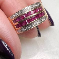 Ruby Princes Cut and Diamond wide Band Ring 14k Yellow Gold Ruby 0.30CT Diamond 0.08CT 4.8gm 8.1mm Thick band Size 5.5 sizing available with fee contact us to have it added to the price before checkout. Thank you for visiting our shop! Visit our website DmKJewelry.com Also Follow us on Instagram https://www.instagram.com/dmkjewelry_/ 𝑫𝑴𝑲 𝑱𝒆𝒘𝒆𝒍𝒓𝒚 Each order will be beautifully packaged Our jewelry is 100% Authentic Please feel free to look at the other items I hope you will find somethi Fine Jewelry Gemstone Ring With Wide Band, Fine Jewelry Wide Band Ring With Channel Set, Anniversary Wide Band Channel Set Jewelry, Fine Jewelry Stackable Wide Band Ring For Anniversary, Wide Band Gemstone Jewelry For Anniversary, Fine Jewelry Wide Band As Gift, Fine Jewelry Wide Band For Gift, Wide Band Fine Jewelry Gift, Fine Jewelry Anniversary Wide Band Open Ring