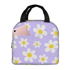 PRICES MAY VARY. ✦ Stylish & Durable Lunch Bag: This White Daisy Flower Purple Lunch Bag Can Be Used As Lunch Bag, Picnic Bag, Sundry Bag, Suitable For All Groups.It Fits Most Lunch Boxes And Can Be Folded Without Using.Large Front Pocket For Your Small Stuffs: Keys, Cards, Phone, Etc. ✦ Standard Lunch Bag Size: 8.5x 5x 8 Inch.This Lunch Bag Looks Small But With Large Capacity, It Could Perfectly Fit Your Lunch Box, Snacks. ✦ High Quality: Material:Our Lunch Bag Is Made Of Aluminum Foil. The Fun Rectangular Portable Lunch Bag For Gift, Portable Rectangular Lunch Bag For Gift, Rectangular Lunch Bag Gift, Portable Rectangular Lunch Bag As Gift, Rectangular Portable Lunch Bag, Reusable Rectangular Lunch Bag For School, Rectangular Reusable Lunch Bag For School, Square Large Capacity Lunch Bag For Gift, Gift Large Capacity Square Lunch Bag