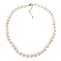 a white pearl necklace on a white background