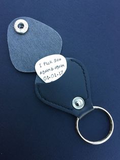 a keychain with a piece of paper attached to it that says i pick you for the rest of my life