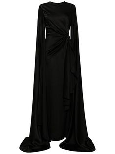 Long Sleeve Long Dress Black, Black Long Sleeve Satin Dress, Elegant Dresses With Long Sleeves, Silver Fantasy Dress, Black Satin Dresses, Black Long Sleeve Gown, Elegant Long Sleeve Dresses, Black Long Sleeve Maxi Dress, Long Satin Dress