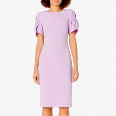 Nwt Badgley Mischka Short Sleeve Midi Dress In Lavender Elevate Your Wardrobe With The Incredibly Soft And Comfortable Badgley Mischka Short Sleeve Midi Dress In Lavender. This Stunning Piece Features A Pastel Lavender Hue That Exudes Elegance And Sophistication. The Short Sleeves And Tailored Silhouette Create A Flattering, Timeless Shape, While The Luxurious Fabric Ensures Comfort And A Graceful Drape. Perfect For Both Daytime And Evening Events, This Dress Combines Classic Design With A Moder Beautiful Evening Gowns, Badgley Mischka Dress, Wedding Colors Purple, Amanda Uprichard Dress, Pastel Lavender, Short Sleeve Midi Dress, Printed Gowns, Silk Chiffon Dress, Formal Cocktail Dress