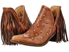 Corral Boots Q0187 - Women's Boots : Caramel : Elevate your Western wardrobe with the Corral Q0187. Pair with your favorite top and jean skirt for a night of dancing. Caramel cowhide leather foot and upper. Stud and fringe detail. Pull on style in a pointed toe silhouette. Leather upper, lining, and insole. Rubber outsole. Imported. Measurements: Heel Height: 2 1 4 in Weight: 1 lb 1 oz Product measurements were taken using size 8.5, width B - Medium. Please note that measurements may vary by siz Cowgirl Closet, Womens Cowboy Boots, Western Wardrobe, Corral Boots, Fringe Booties, Western Boots Women, Shoe Fits, Boys Boots, Star Studs