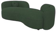 a green couch sitting on top of a white floor