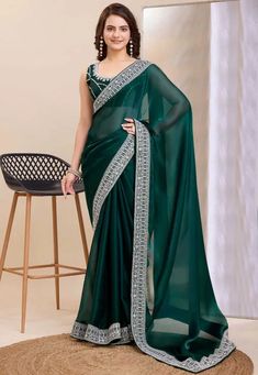 Indian Party, Indian Party Wear, Embroidered Border, Fancy Party, Organza Saree, Party Wear Sarees, Sarees Online