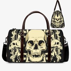 Halloween shoulder bag, flame skull Carry on Weekender Overnight Bag, skull in fire Overnight Bag, gothic skull Carry On Bag, flaming skull shoulder bag, floral skull Carry On Bag, skeleton Hospital Bag, halloween shoulder bag, floral skull handbag A classic luggage satchel with shoulder straps, which can be carried easily. A bag with large internal space that can hold many things. Made of canvas and PU Large capacity, portable The custom area is surface printing. This product is made on-demand. Gothic Large Capacity Black Bag, Gothic Black Bags With Large Capacity, Black Gothic Bag With Large Capacity, Gothic Large Capacity Shoulder Bag, Black Skull-shaped Bag With Skull Print, Black Skull Bag For Halloween, Punk Style Large Capacity Bags For Travel, Punk Style Large Capacity Travel Bags, Large Capacity Punk Style Travel Bags