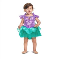 Includes: 1x Dress And Diaper Cover Size: 6-12 Months Chest: 18-19 Inches Waist: 18-19 Inches Height: 26.5-29.5 Inches Weight: 16-20 Lbs Brand New Never Worn! Disney Ariel Costume, Baby Disney Princess, Kostum Disney, Ariel Halloween, Ariel Halloween Costume, Disney Baby Costumes, Ariel Costume, Stretch Velvet Dress, Ariel Costumes