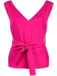 fuchsia pink V-neck sleeveless tied waist straight hem Purple Woman, Blouse Purple, Women Ties, Airport Fashion, Dolce E Gabbana, Tie Blouse, Fuchsia Pink, Aesthetic Grunge, Fashion Aesthetic