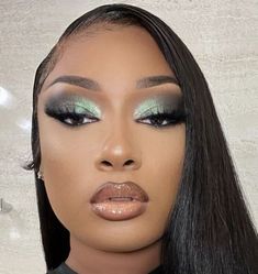 Makeup Lashes, Green Makeup, Megan Thee Stallion, Eye Makeup Designs, Green Eyeshadow