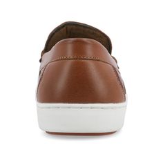 The Danny loafer from Vance Co. is the perfect shoe for when it comes to work or travel. Their 12 mm Tru Comfort Foam� massaging insole and vegan leather will keep your feet comfortable around every turn. Keeping up with your standards their round toe and slip-on closure will make for an easy grab-and-go shoe to rush out the door. Brown Flat Slip-ons With Textured Sole, Brown Synthetic Slip-ons With Rubber Sole, Brown Low-top Loafers With Cushioned Footbed, Slip-on Synthetic Loafers With Branded Insole, Brown Low-top Slip-ons With Ortholite Insole, Brown Low-top Loafers For Business, Brown Low-top Business Loafers, Brown Synthetic Slip-ons With Textured Sole, Brown Slip-on Low-top Moccasins