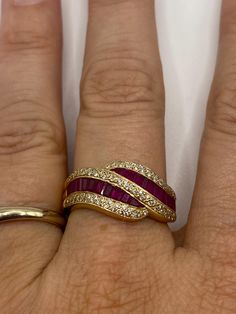 Le Vian 1.28ctw Ruby Diamond Bypass Ring 14k Yellow Gold Size 9.25 Le Vian, Bypass Ring, Ruby Diamond, Rings Statement, Statement Rings, Ruby, Jewelry Rings, Yellow Gold, Ring