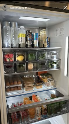 an open refrigerator filled with lots of food