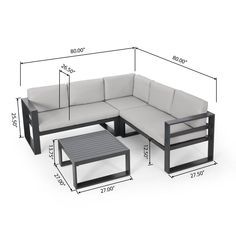 an outdoor sectional sofa set with coffee table and side tables, shown from the front