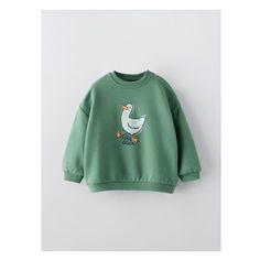 DUCK SWEATSHIRT Casual Long Sleeve Sweater With Cartoon Print, Spring Cartoon Print Long Sleeve Hoodie, Green Long Sleeve Tops With Ribbed Collar, Green Long Sleeve Top With Ribbed Collar, Fleece Graphic Print Long Sleeve Sweater, Fleece Sweater With Graphic Print Long Sleeve, Long Sleeve Fleece Sweater With Graphic Print, Casual Long Sleeve Sweatshirt With Cartoon Print, Casual Long Sleeve Cartoon Print Sweatshirt