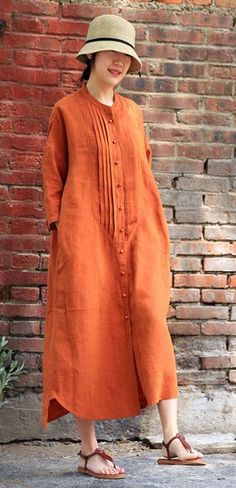 Linen Casual Summer Long Women Dresses #summer women down coat# Summer Long Outfits, Linen Designer Dresses, Linen Long Dresses For Women, Linen Women Dress, Long Linen Dress Outfit, Linen Shirt Dress Women, Simple Cotton Dresses Casual, Linen Cotton Dress, Cotton Linen Dresses Summer