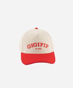 Gigi Pip trucker hats for women - Gigi Pip Canvas Trucker Hat - 100% Cotton Canvas w/ cotton sweatband + reinforced from panel with 100% polyester mesh trucker hats with gigi pip embroidered on the front panel with an adjustable velcro bag [cream-red] Retro Trucker Hat With Letter Print, Retro Red Trucker Hat With Letter Print, Retro Adjustable Dad Hat With Embroidered Logo, Retro Cotton Trucker Hat With Curved Visor, Retro Snapback Hat With Curved Bill And Embroidered Logo, Retro Hats With Embroidered Logo And Curved Bill, Retro Hats With Letter Print And Curved Bill, Trucker Baseball Cap With Embroidered Logo And Curved Bill, Retro Curved Bill Hat With Embroidered Logo