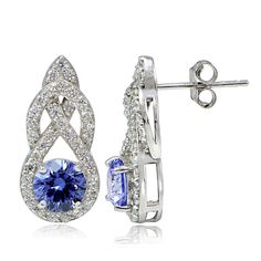 Wear the look of luxury and enjoy the vintage of elegance with this breathtaking 100 facets cubic zirconia earrings. The 100 facets transform the ordinary cubic zirconia stone into a brilliant jewel. These infinity drop earrings showcase a blue violet cushion-cut center CZ stone surrounded by a halo of cubic zirconia stones. The earrings are crafted of platinum plated sterling silver. The total carat weight is 2.35ct. Product Details Metal Type sterling-silver Metal Stamp 925-sterling Weight 3.6 How To Clean Earrings, Hot Jewelry, Cubic Zirconia Earrings, Zirconia Earrings, Best Diamond, Online Earrings, Natural Pearls, Cz Stone, Huggies Earrings