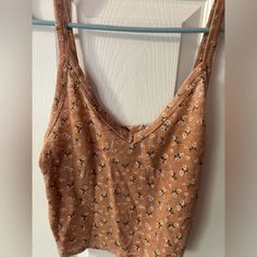 Size Small American Eagle Crop Tank Floral No Tags But Never Worn Casual Brown Tank Top For Spring, Brown Cotton Tank Top For Day Out, Summer Brown Tops With Floral Print, Spring Brown Tank Top For Day Out, Brown Cotton Tank Top For Spring, Spring Brown Cotton Tank Top, Brown Floral Print Tops For Beach, Casual Floral Print Crop Top Tank, Summer Clothes