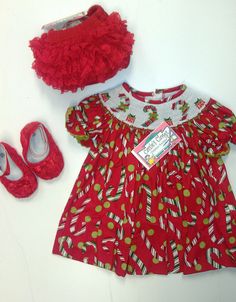 cute christmas dress by CassiesClosetDenhamSprings, via Flickr Cute Christmas Dress, Cute Christmas, Smocking, Floral Tops