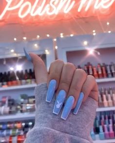 Playboy Bunny Nail Design, Nail Story, Talon Nails, Time To Heal, Bunny Nails, Blue Acrylic Nails, Chino Hills, Simple Acrylic Nails