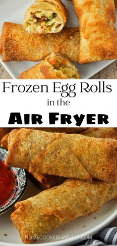 fried egg rolls in the air fryer on a plate