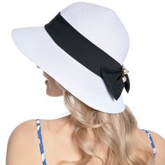 PRICES MAY VARY. 【GREAT FIT】Sun hat fits most women. Head circumference 21.5"-23.6", height: 4", brim width: 4". You can adjust the size of the hat for a customized fit through the rope inside the sweatband. Summer hat is also a wonderful gift for your sister, mother or girlfriend. 【ELEGANT & BEAUTIFUL】Straw hats for women are made of high quality natural paper straw woven, lightweight and durable. Sun beach hats with stylish bowknot behind and classy hat band will go well with any outfit like m Adjustable Short Brim Hat For Sunbathing, Adjustable Panama Hat With Short Brim For Sunbathing, Adjustable Curved Brim Hat For Sunbathing, Lightweight Adjustable Hats For Sunbathing, Packable Hats For Spring, Packable One Size Fits Most Summer Hat, Summer Hats With Uv Protection For Sunbathing, Packable Hats For Spring Sunbathing, Lightweight Short Brim Hat For Sunbathing