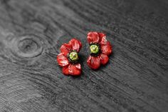 Unique Red Flower Earrings, Red Earrings With 3d Flowers For Gift, Red Polymer Clay Jewelry For Gifts, Red Polymer Clay Flower Earrings For Gift, Red Polymer Clay Jewelry For Gift, Handmade Red Flower Earrings As Gift, Handmade Red Flower Earrings For Gift, Red Flower-shaped Polymer Clay Jewelry, Red Flower Polymer Clay Jewelry