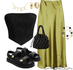 Outfits For An Event, Olive Skirt Outfit Summer, Breakfast Outfits Summer, Polyvore Outfits Summer Classy, Fashion Inspo Outfits 2024, Polyvore Skirt Outfits, Summer 2024 Outfit, Chic Summer Outfits Classy, Daytime Holiday Outfit