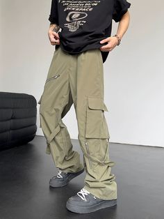 WN5689
■size(cm)





Length


Waist


Hip




S


108


64


99




M


109


68


103




L


110


72


107




XL


111


76


111




 
■model
176cm 55kg L Khaki Techwear Trousers, Green Techwear Wide Leg Bottoms, Green Wide Leg Techwear Bottoms, Green Techwear Trousers, Casual Black Pants With Zipper Closure, Green Wide-leg Techwear Bottoms, Casual Trousers With Zipper Closure, Outdoor Cargo Pants With Zip Fly, Casual High Waist Cargo Pants With Zipper Closure