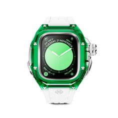 ADVENTURE AWAITS Experience the pinnacle of craftsmanship with the Racing Sport Transparent Edition, designed exclusively for Apple Watch Ultra 1 and 2. Our master artisans have meticulously created a Sapphire Green transparent case crafted from advanced nylon, accentuated with titanium details, and paired with a specialized high-density translucent FKM rubber strap. Each RS-Transparent case is a testament to precision engineering, featuring over 50 individually designed components to ensure a f Modern Green Watch With Bracelet Strap, Modern Green Watch Accessories With Round Dial, Modern Green Watches For Gift, Green Watch Accessories With Bracelet Strap As Gift, Green Bracelet Strap Watch Accessories As Gift, Modern Green Rectangular Apple Watch Band, Rectangular Green Apple Watch Band As A Gift, Green Rectangular Apple Watch Band Gift, Apple Watch Sport