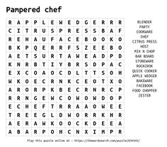 a word search for pampered chef