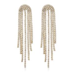 Cubic zirconia details along the 18k gold-plated tassel strands provides elegant appeal. 3.35" L 18k gold-plated copper / cubic zirconia Accessories Jewelry Earrings, Apparel Accessories, Diamond Earrings, Cubic Zirconia, Tassels, Jewelry Accessories, 18k Gold, Gold Tones, Gold Plate