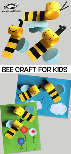 the bee craft for kids is made with construction paper and cut out to look like bees