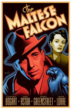 the maltese falcon movie poster with two actors