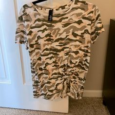 Women’s Camouflage (White, Pink, Green) Tshirt. Size Small, Never Worn. Trendy Camouflage Crew Neck T-shirt, Spring Camouflage Cotton T-shirt, Spring Camouflage Tops With Graphic Print, Trendy Camouflage T-shirt For Summer, Camouflage Tops With Graphic Print For Spring, Spring Casual Camouflage T-shirt, Casual Camouflage T-shirt For Spring, Trendy Camouflage Tops For Spring, Casual Camouflage Short Sleeve Tops