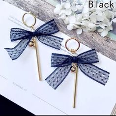 Sexy Vintage Black Lace Bow Drop Tassel Earrings. Brand New Adjustable Elegant Tassel Earrings For Party, Black Tassel Earrings For Party, Trendy Tassel Earrings For Party, Black Dangle Tassel Earrings For Party, Black Drop Tassel Earrings As Gift, Black Tassel Earrings For Gift, Black Tassel Earrings As Gift, Trendy Party Tassel Earrings, Chic Tassel Earrings As A Gift