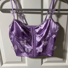 Butterfly Corset Top, Perfect For The Eras Tour!! Dark Purple Concert Outfit, Purple Vaquera Outfits, Purple Concert Top, Purple Going Out Top, Purple Corset Outfit, Concert Outfit Purple, Purple Concert Outfit, Purple Butterfly Top, Butterfly Corset Top