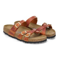 Franca Soft Footbed Oiled Leather Burnt Orange | BIRKENSTOCK Double Strap Leather Footbed Sandals, Double Strap Leather Sandals, Brown Strapped Leather Sandals, Brown Leather Strapped Sandals, Leather Footbed Sandals With Cross Strap, Leather Sandals With Cross Strap And Cushioned Footbed, Leather Sandals With Cushioned Footbed And Cross Strap, Classic Leather Footbed Sandals With Adjustable Strap, Leather Cross Strap Sandals With Cushioned Footbed