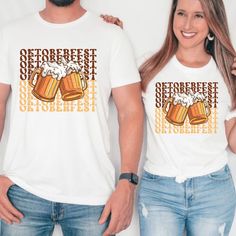 Introducing our spirited Oktoberfest shirt that exudes the joyous atmosphere of the festival! A lively tribute to the heartwarming traditions of Oktoberfest. PRODUCT INFO The Bella Canvas 3001 shirt is a classic and versatile t-shirt made from soft and comfortable material. It has a relaxed fit, making it perfect for everyday wear. The shirt features a ribbed neckline and short sleeves, giving it a timeless and stylish look. It is made from a blend of combed and ring-spun cotton and polyester, m Crew Neck Cotton Shirt For Festivals, White Short Sleeve T-shirt For Festivals, Fun Festival Short Sleeve T-shirt, Short Sleeve Screen Print Shirt For Festivals, White Letter Print Festival Tops, White Festival Tops With Letter Print, White Letter Print Top For Festival, White Crew Neck Top For Festival, White Crew Neck Festival Top