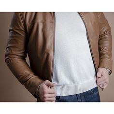 BROWN REAL LEATHER JACKET FOR MEN Every Man, Leather Care, Tan Color, Office Wear, Modern Man, Repellent, Simple Style, Weather Resistant, Inside Pocket