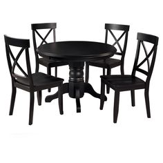 a black table with four chairs around it