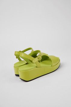 Leather upper, insole Rubber sole Buckle styling Imported | Misia Sandals by Camper in Green, Women's, Size: 36, Leather/Rubber at Anthropologie Summer Green Slingback Sandals With Buckle, Green Buckle Slingback Sandals For Summer, Green Buckle Closure Slingback Sandals For Summer, Green Leather Wedge Sandals For Summer, Spring Wedge Sandals With Heel And Double Strap, Spring Double Strap Wedge Sandals With Heel Strap, Leather Double Strap Wedge Sandals For Spring, Leather Strap Wedge Sandals For Summer, Green Double Strap Sandals For Summer