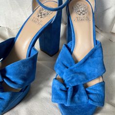 Perfect For The Summer! Light Blue Suede Shoes Stacked Platform Shoes. Never Worn. Blue Heels With Heel Strap And Round Toe, Blue Heels With Cushioned Footbed For Spring, Blue Block Heels With Removable Insole, Blue Cushioned Slip-on Heels, Formal Blue Sandals With Round Toe, Blue Suede Sandals With Heel Strap, Blue Closed Toe Heels With Removable Insole, Blue Suede Heels With 4-inch Heel, Blue High Heel Sandals With Branded Insole