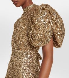 Rotate Dress, Rotate Birger Christensen, New Years Eve Weddings, Billie Jean, Gold Outfit, Birger Christensen, Glamorous Style, Color Crush, Puffy Sleeves