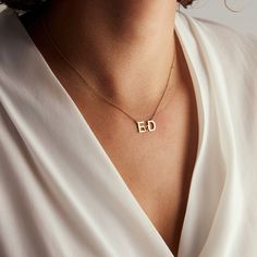 "Dainty necklace with two initials of your choice with a heart initial Necklace is a perfect gift for birthday, mom, wedding, christmas, anniversary, bridesmaid, graduation, engagement, best friendand and sisters. DETAILS ∙ ∙ ∙ ∙ ∙ ∙ ∙ ∙ ∙MATERIAL ∙ ∙ ∙ ∙ ∙ ∙ ∙ ∙ * High Quality Solid 925 Sterling Silver * Made of 100% 925 sterling silver * Nickel Free ∙ ∙ ∙ ∙ ∙ ∙ ∙ ∙ ∙COLOR ∙ ∙ ∙ ∙ ∙ ∙ ∙ ∙ ∙ * Silver & Gold & Rose Gold ∙ ∙ ∙ ∙ ∙ ∙ ∙ ∙ ∙DIMENSION ∙ ∙ ∙ ∙ ∙ ∙ ∙ * Each initial is approximately 9 mm Initial Heart Necklace, Letter Love, Birthday Mom, Necklace Initial, Mom Wedding, Christmas Gift For Her, Jewelry Birthday, Valentines Necklace, Wedding Christmas