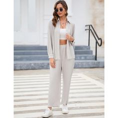 Women's 2 Piece Casual Pleated Outfits Short Sleeve Button Down Shirt High Waist Wide Leg Trouser Sets Suit Package:1 x Long Sleeve Button Down Shirt+ 1 x High Waisted Loose Wide Leg Pants Neckline: V Neck Soft, Breathable, Comfy Fabric Simple Solid Color Striking Functional Contrast Buttons Design Sleeve Length:Long sleeve Season: Summer,Spring,Fall,Winter All Matching:Button down blouse jumpsuit outfit,short sleeve blouse top and pant tracksuit outfit,loose button down shirt and palazzo pant s Casual Sets With Button Closure And Relaxed Fit, Casual Sets With Button Closure In Relaxed Fit, Casual Fitted Button-up Pants, Casual Daywear Sets With Buttons, Casual Fall Sets With Collared Shape, Casual Workwear Sets With Button Closure, Casual Sets With Button Closure For Daywear, Casual Fitted Sets With Button Closure, Casual Fall Sets With Buttons