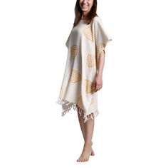 MINA Turkish Towel tunic dress is high-quality, 100% Bamboo & Cotton with fringes. One Size. Absorbs water and dries quickly. Light and space saving. Hand loomed in Turkey. Produced by dyed yarn. All fringes are knotted by ladies in the village. ⬛ DETAILS Weight : 160 g Size : Standart one size. - A gentle wash with cold water, makes the towel more absorbent and softens the fabric. - Up to ±10% change on dimension and weight, imperfections in pattern and color must be tolerated as a result o Bohemian Cotton Swimwear For Beach, Casual White Sarong For Beach, White Casual Sarong For Vacation, Casual White Beach Sarong, Beige Beachwear Sundress For Beach, Short Sleeve Cotton Beach Dress For Beach Season, Beige Beachwear Sundress, Cotton Beachwear Dress For Beach, Cotton Beach Dress For Beach Season