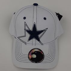 Dallas Texas Hat Cowboys Embroidered Logo 3d Embroidered Logo 100% Polyester One Size Adjustable. White Hip Hop Hat For Sports Events, White Hip Hop Hat For Baseball Season, Casual White Baseball Cap For Baseball Season, Casual White Baseball Cap For Game Day, Casual White Baseball Cap For Sports Events, White Hat With Embroidered Logo For Game Day, White Curved Bill Baseball Cap For Game Day, White Cotton Hat For Game Day, White Cotton Hats For Sports Events