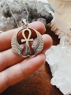 "Gorgeous large Egyptian ankh necklace - sterling silver. Hangs from an 18\" sterling silver chain. Ready to ship. Sign up for my Astrology Newsletter to receive Energy Updates for Free!  http://eepurl.com/gFTdFz Follow me on instagram: http://www.instagram.com/farmhousemoon/   »  My husband and I's joint shops -  Vintage & Handmade Home Goods: http://whiskyginger.etsy.com Tee's, Stickers & Prints:  http://thelunaremerald.etsy.com" Ankh Pendant, Egyptian Ankh, Ankh Necklace, Jewelry Christmas, Handmade Home, Necklace Silver, Necklace For Women, Jewelry Party, Sterling Silver Chains